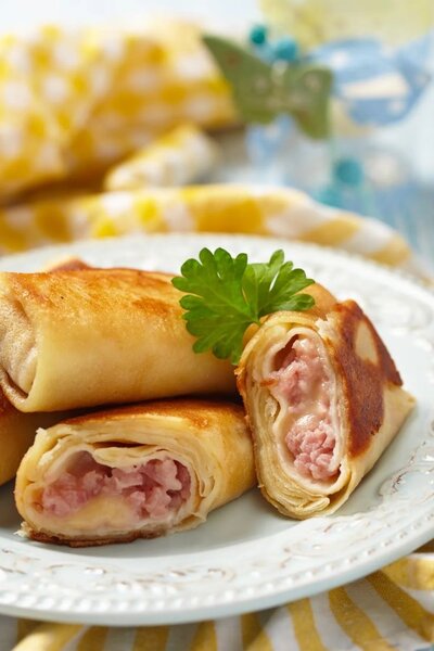 Crêpes roulées au jambon et fromage