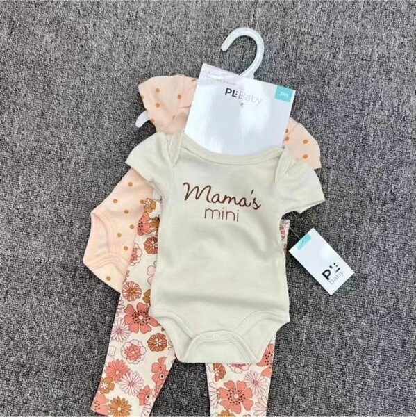 3-piece baby girl onesie set