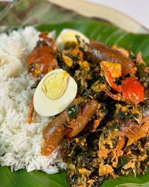 Plain Rice with Kontomire