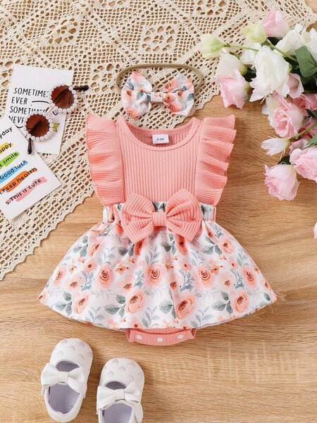 2 pieces Floral top and skirt