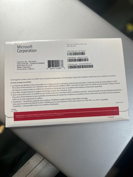 Licences Microsoft Win 10//11