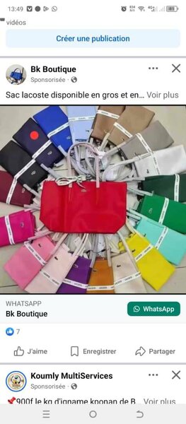 Sacs à main colorés Lacoste