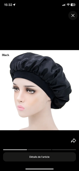 Bonnet en satin de nuit noir