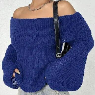 Pull épaules dénudées bleu
