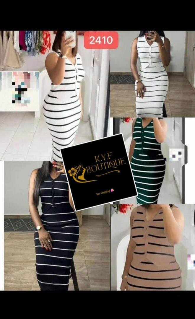 Robe midi à rayures élégantes