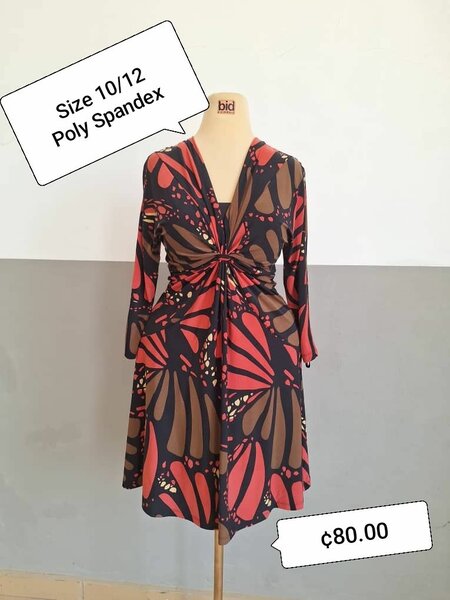 Red Floral Dress Poly Spandex