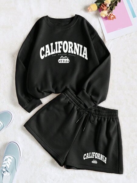 Letter graphics thermal lined sweatshirt