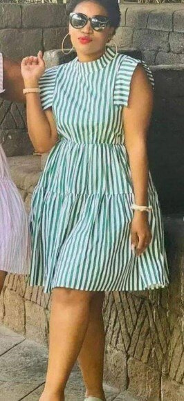 Green striped dress