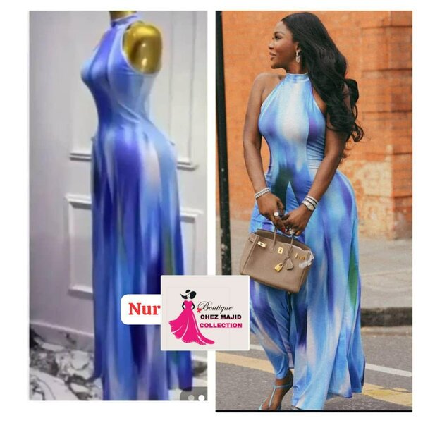 Robe longue bleu élégante