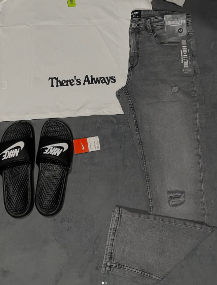 grey jeans