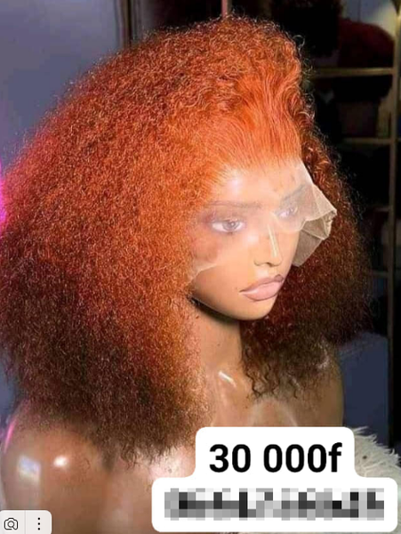 Perruque de cheveux péruviens à l'épaule boucles rouges