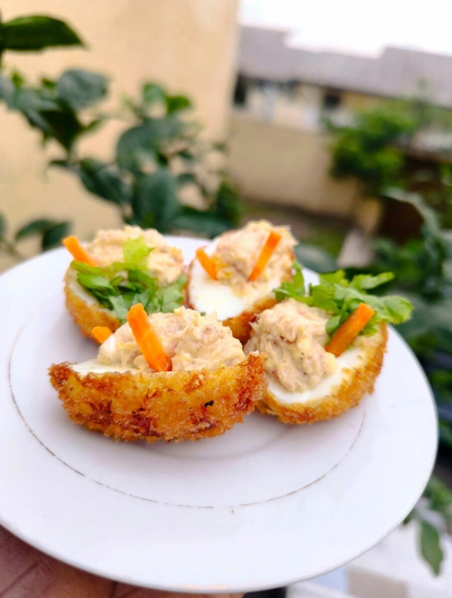 Œuf mimosa pané