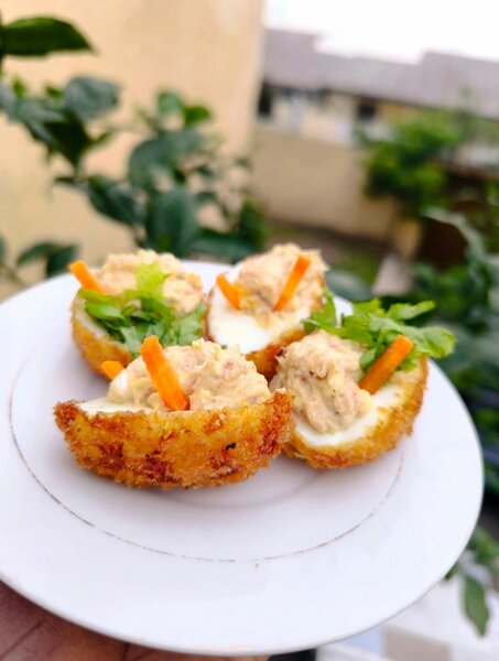 Œuf mimosa pané