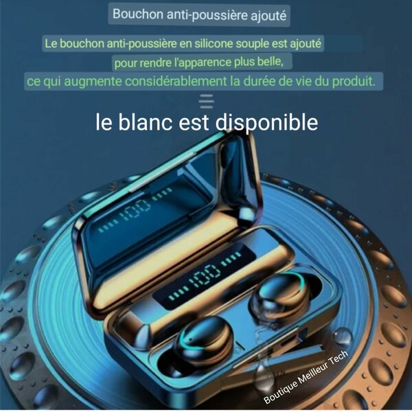 Écouteurs Bluetooth F9-5 -  Tactile - Affiche batterie
