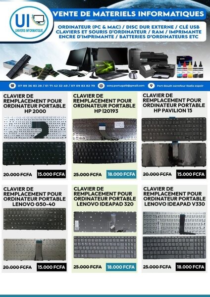 Clavier AZERTY pour Ordinateur Portable ( TOUTES MARQUES )