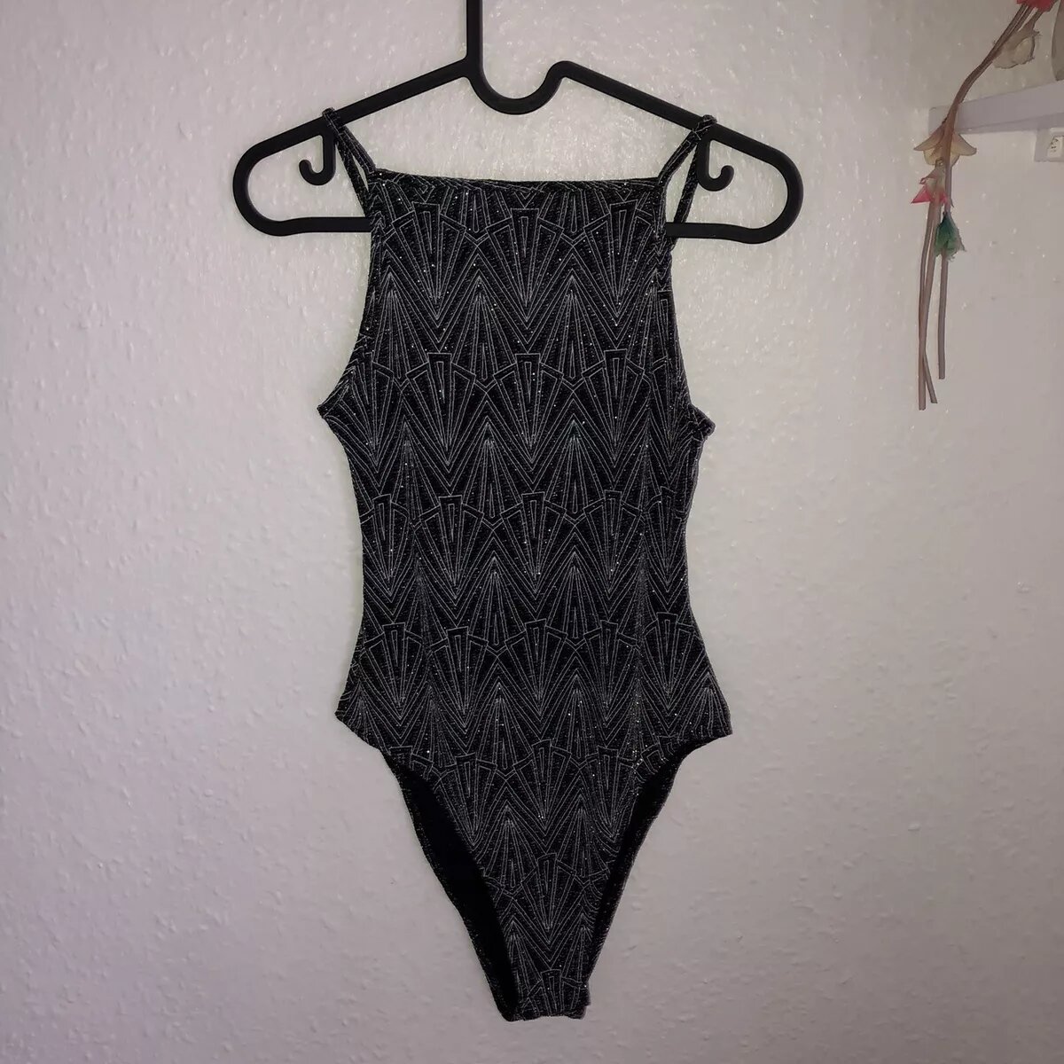 H&M Divided Silver Glitter Pattern Bodysuit