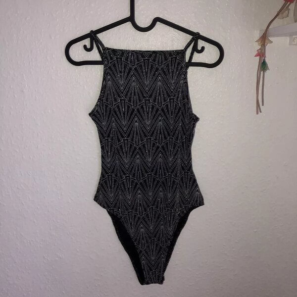 H&M Divided Silver Glitter Pattern Bodysuit