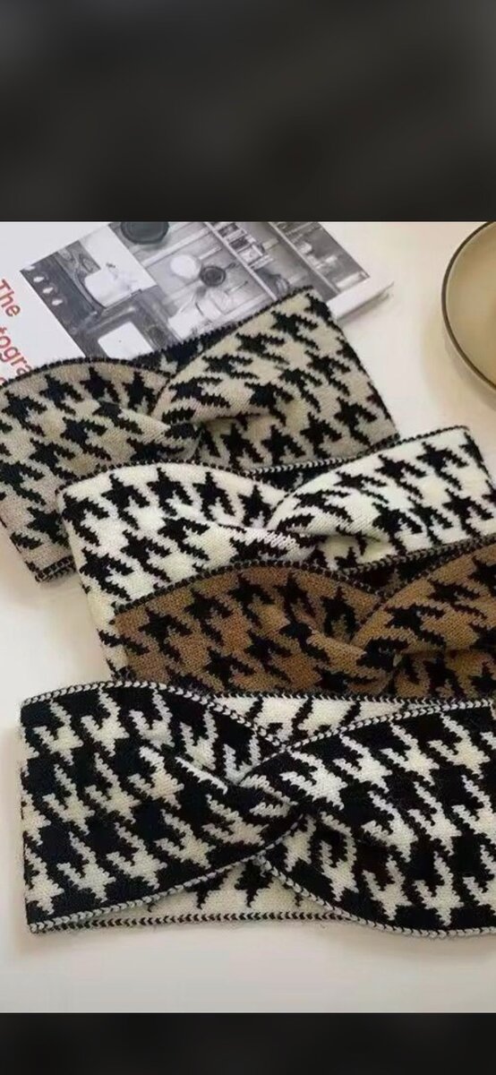 Bandeau Tricot Motif Pied-de-Poule