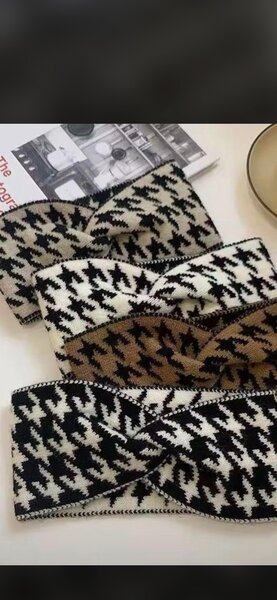 Bandeau Tricot Motif Pied-de-Poule