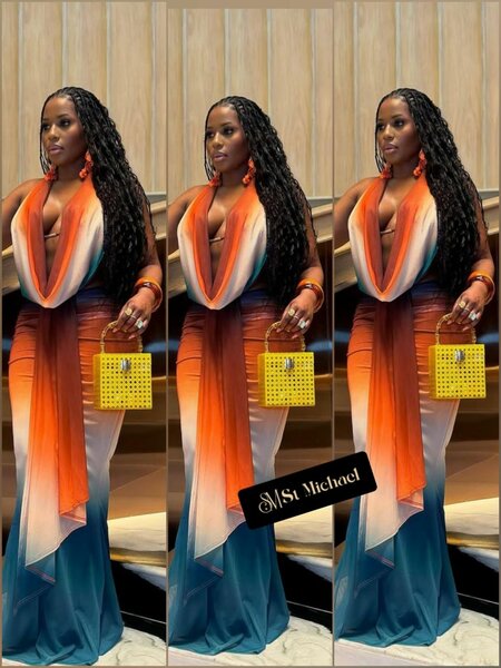 Robe Longue Éclatante Dégradé