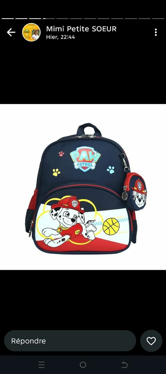 Sac à dos enfant Paw Patrol
