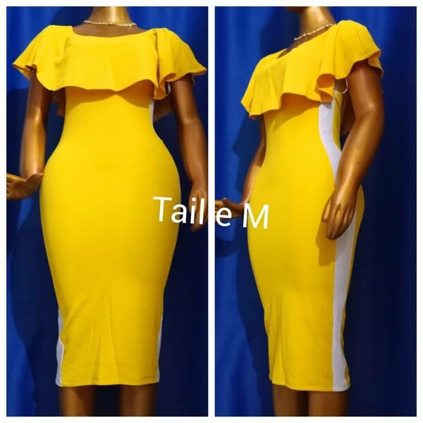 Robe jaune blanc