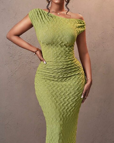 Army Green Textured Dress