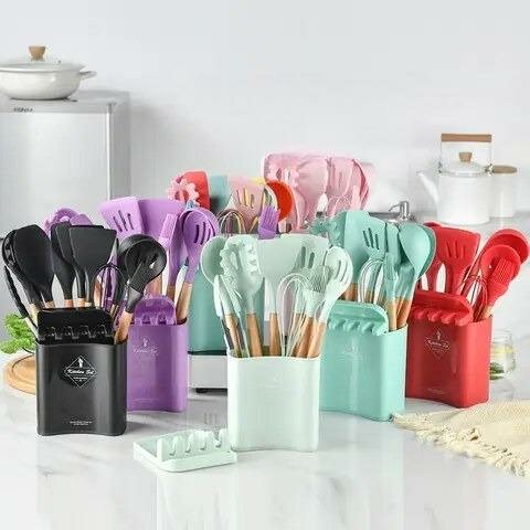 Ensemble de louche en sillicone et repose louche 13 PCS