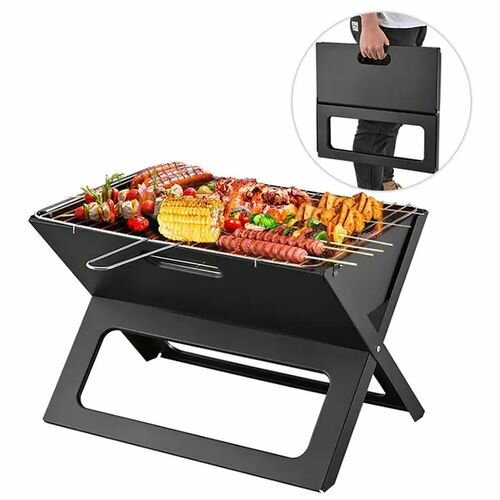 Barbecue Gril Portatif Pliant En Acier Inoxydable,gril à Charbon-Cuisine Extérieure-Camping-Pique-nique-Noir