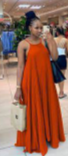 Robe évasée orange à fines bretelles