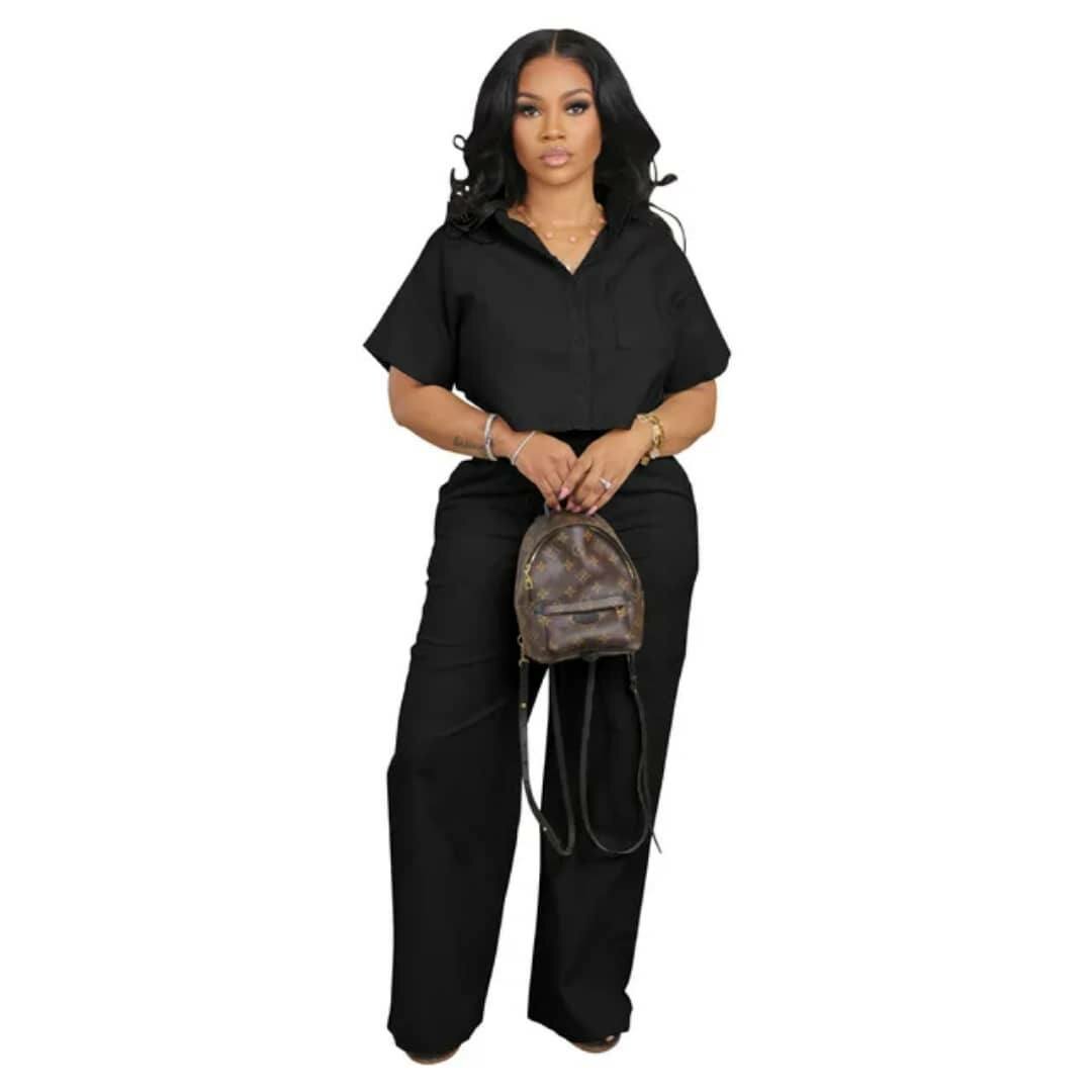 Ensemble Pantalon Noir Élégant