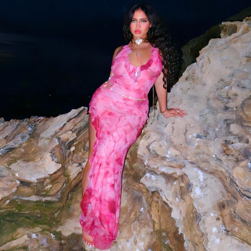 Pink slit dress