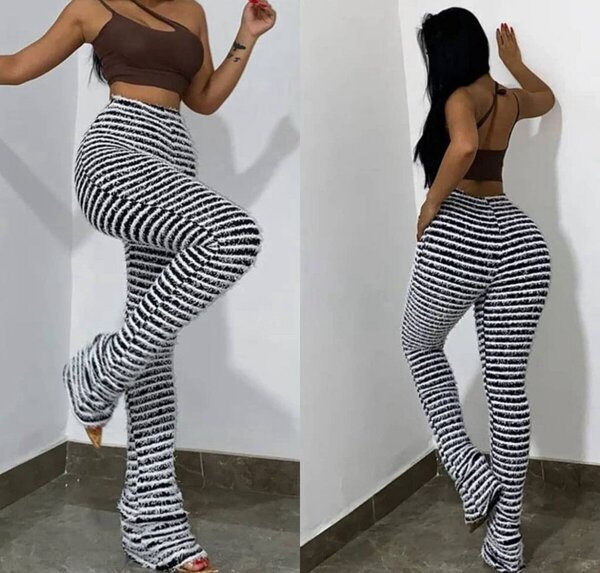 Pantalon évasé rayé femme