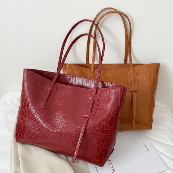 Sac fourre-tout en cuir embossé pour femmes