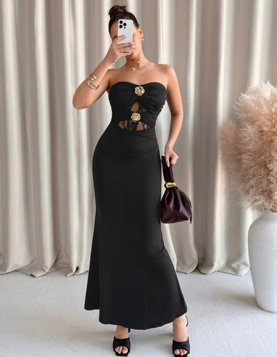 Robe longue élégante noire