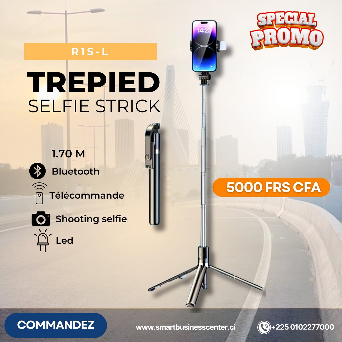 Trépied selfie stick 1.70 M