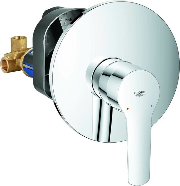 Shower mixer under wall