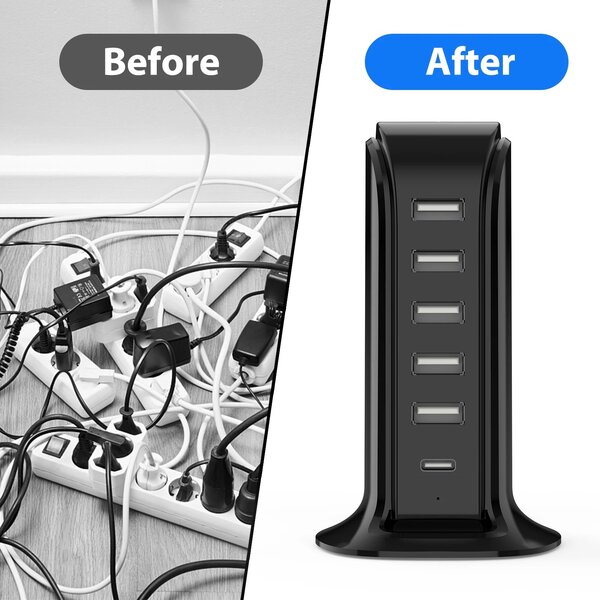 Chargeur 40w multi 6port