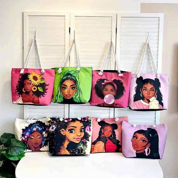 Sac cabas illustré femme