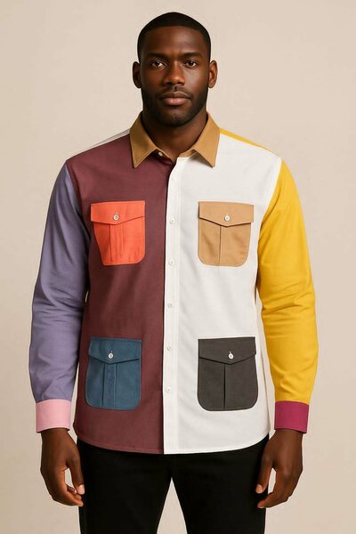 Chemise à poches colorées