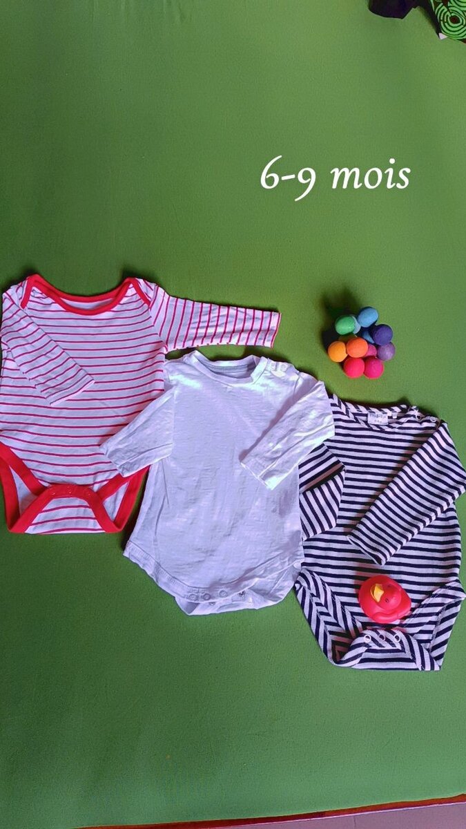 Body bébé 6-9 mois rayé