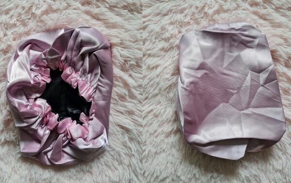 Bonnet en satin grande taille violet