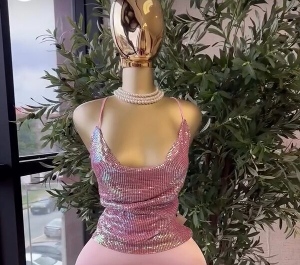 Top à sequins rose élégant