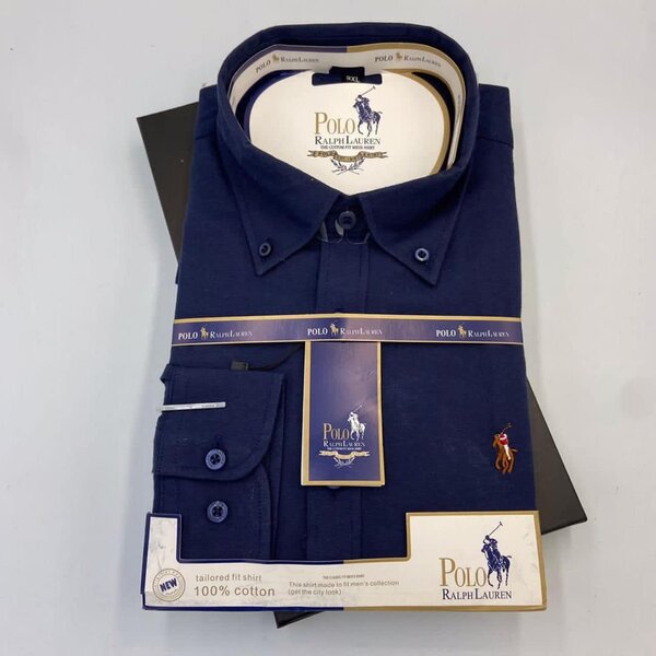 blue polo shirt