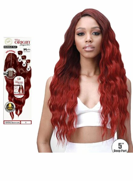 3PCS WAVY HAIR EXTENSIONS WITH TRANSPARENT LACE CLOSURE