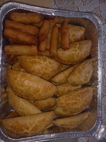 Soft Meat pie and Springrolls.