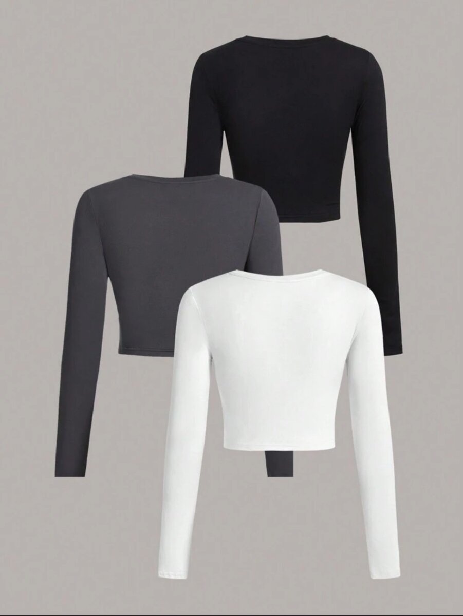 SHEIN EZwear Pack Of 3 Women Versatile Casual Simple Long S
