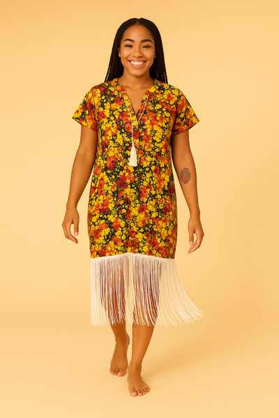 Robe Ankara avec Frange