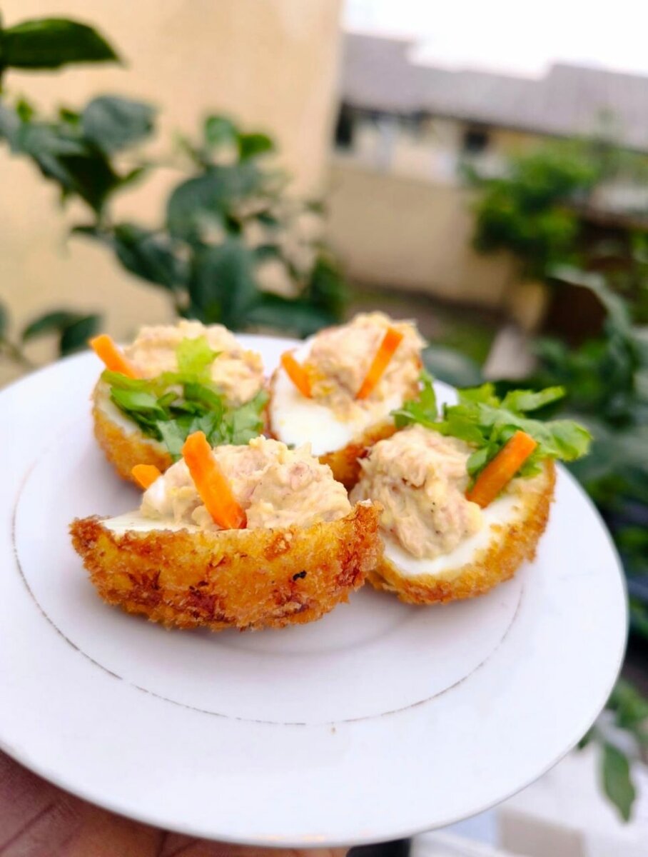 Œuf mimosa pané