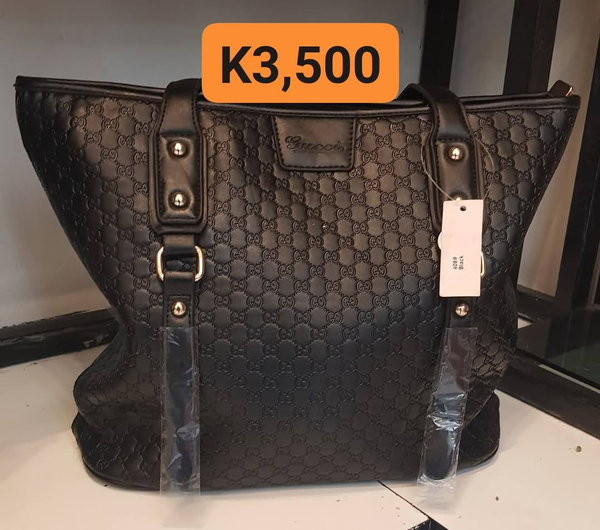 black leather bag
